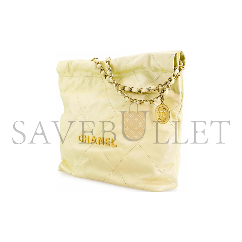 CHANEL MASTER 22 BAG YELLOW CALFSKIN GOLD HARDWARE AS3260 (39*35*7cm)